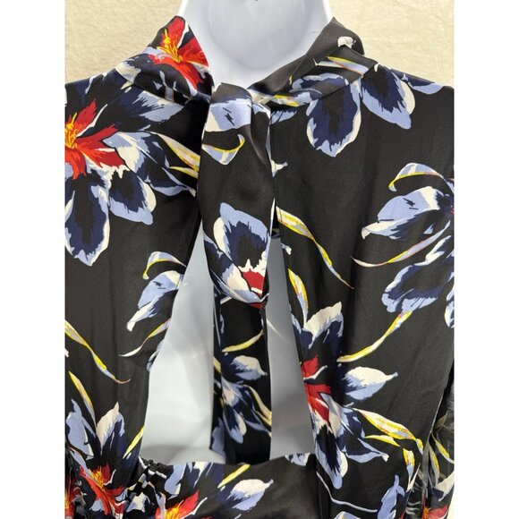 Diane Von Furstenberg Silk High Low Cold Shoulder Floral Dress Size 8 - Picture 13 of 16